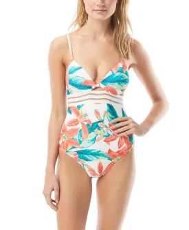 Printed Mesh One-Piece Swimsuit