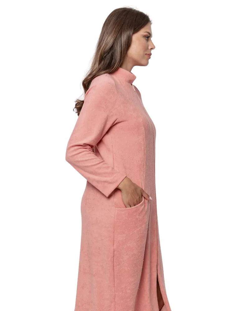 R04 Golden Rose Zip Up Long Bath Robe