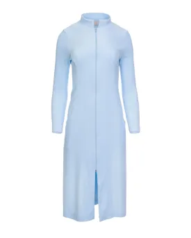 R04 Light Blue Zip Up Long Bath Robe
