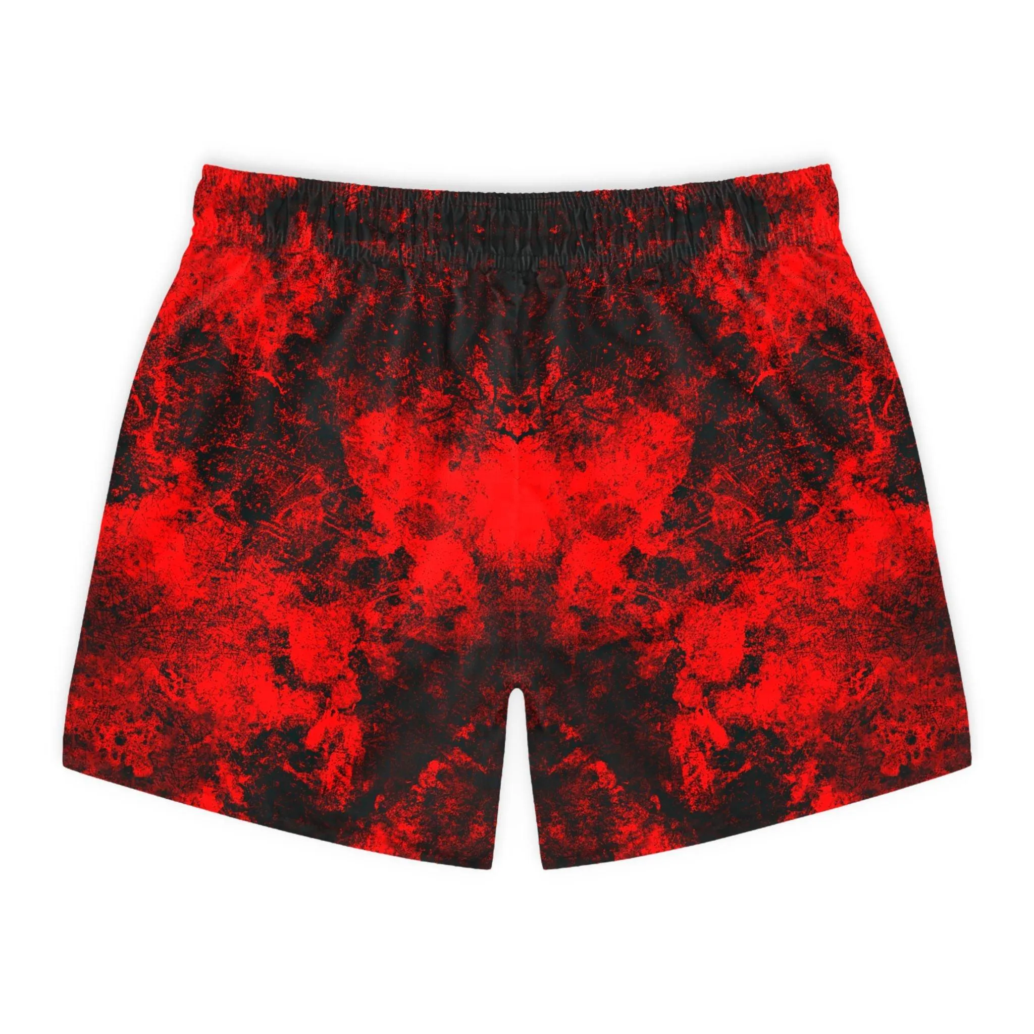 Red Grunge Swim Trunks For Men