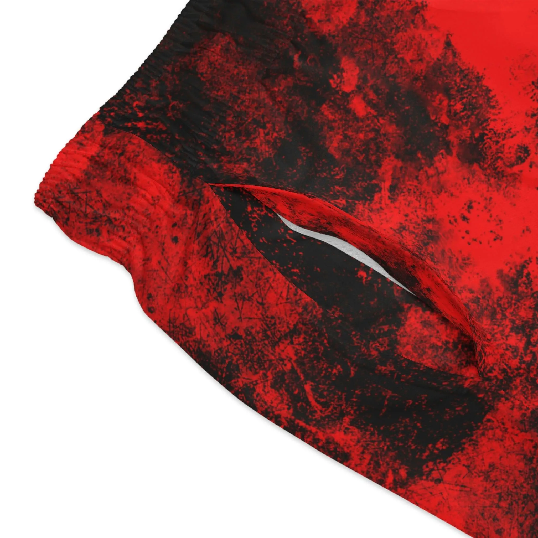 Red Grunge Swim Trunks For Men