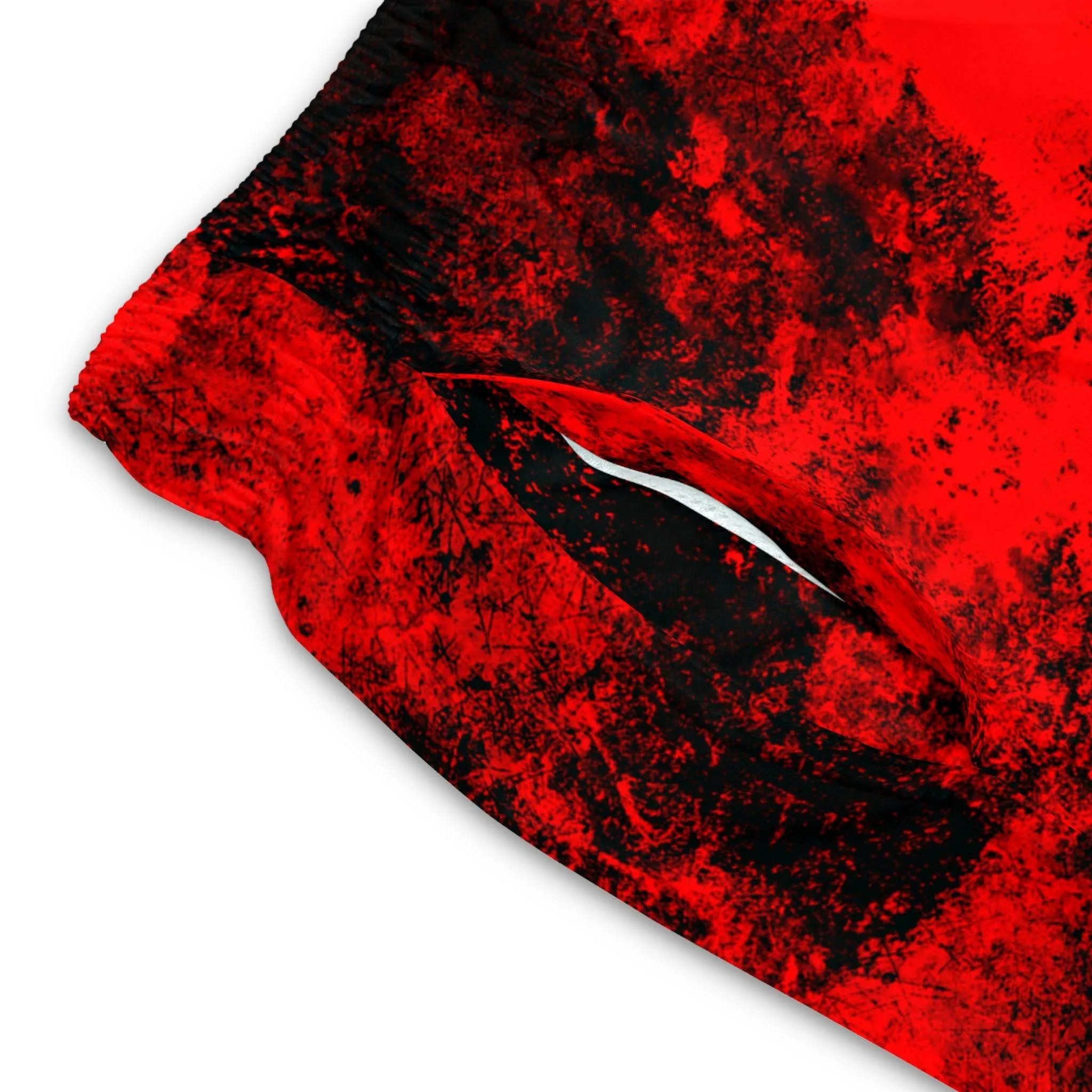Red Grunge Swim Trunks For Men