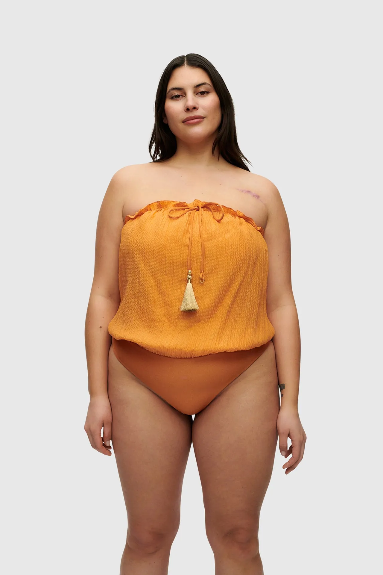 Rust Bandeau Silk Swimsuit