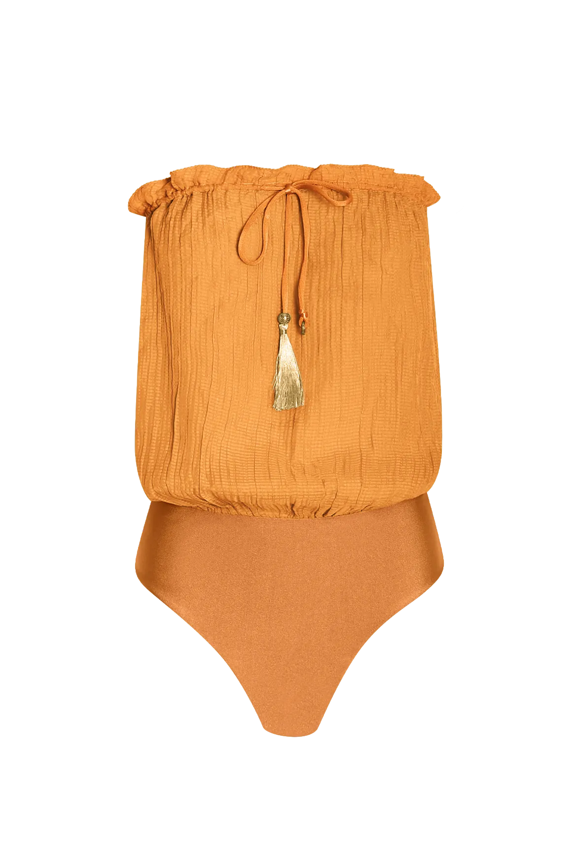 Rust Bandeau Silk Swimsuit