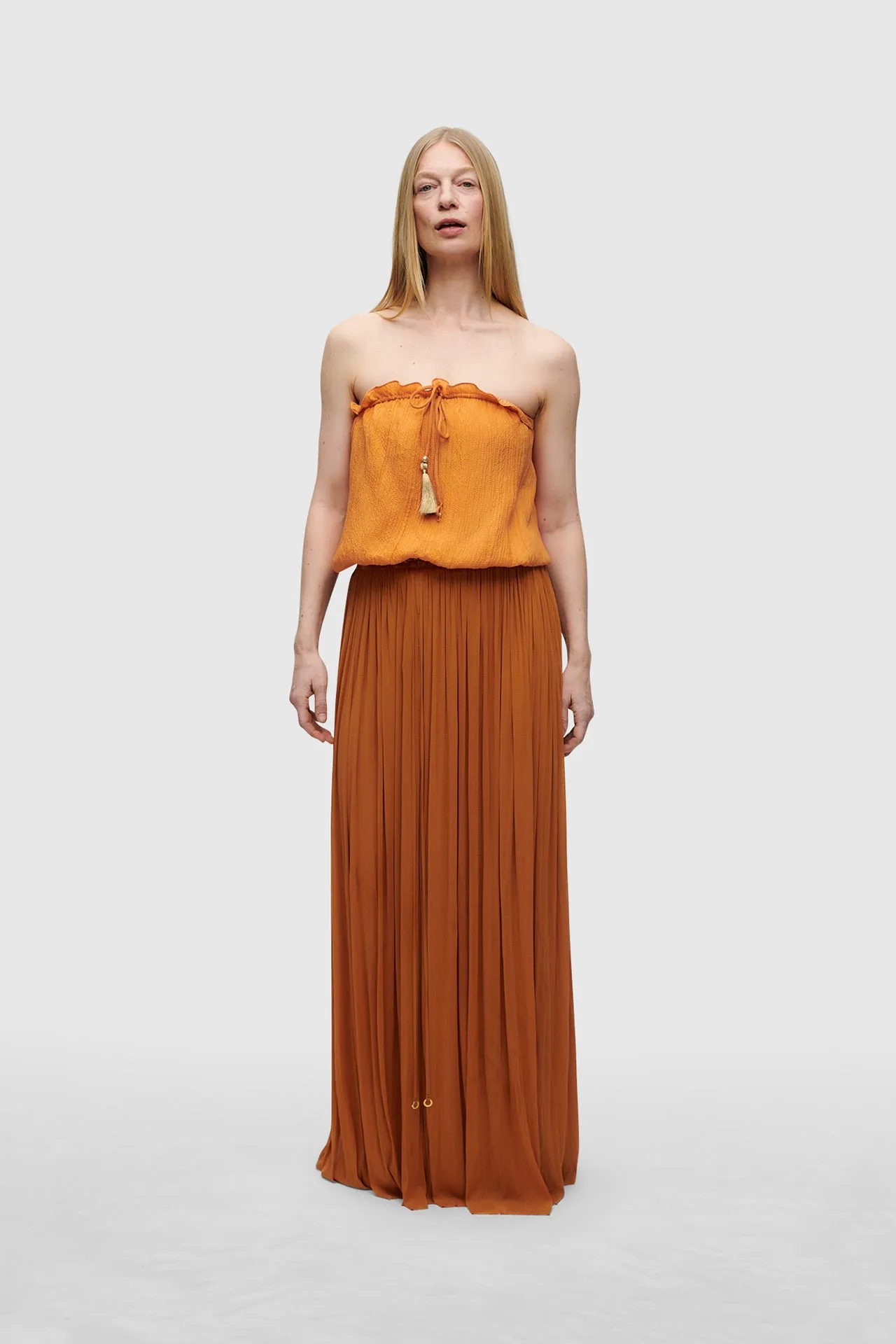 Rust Bandeau Silk Swimsuit