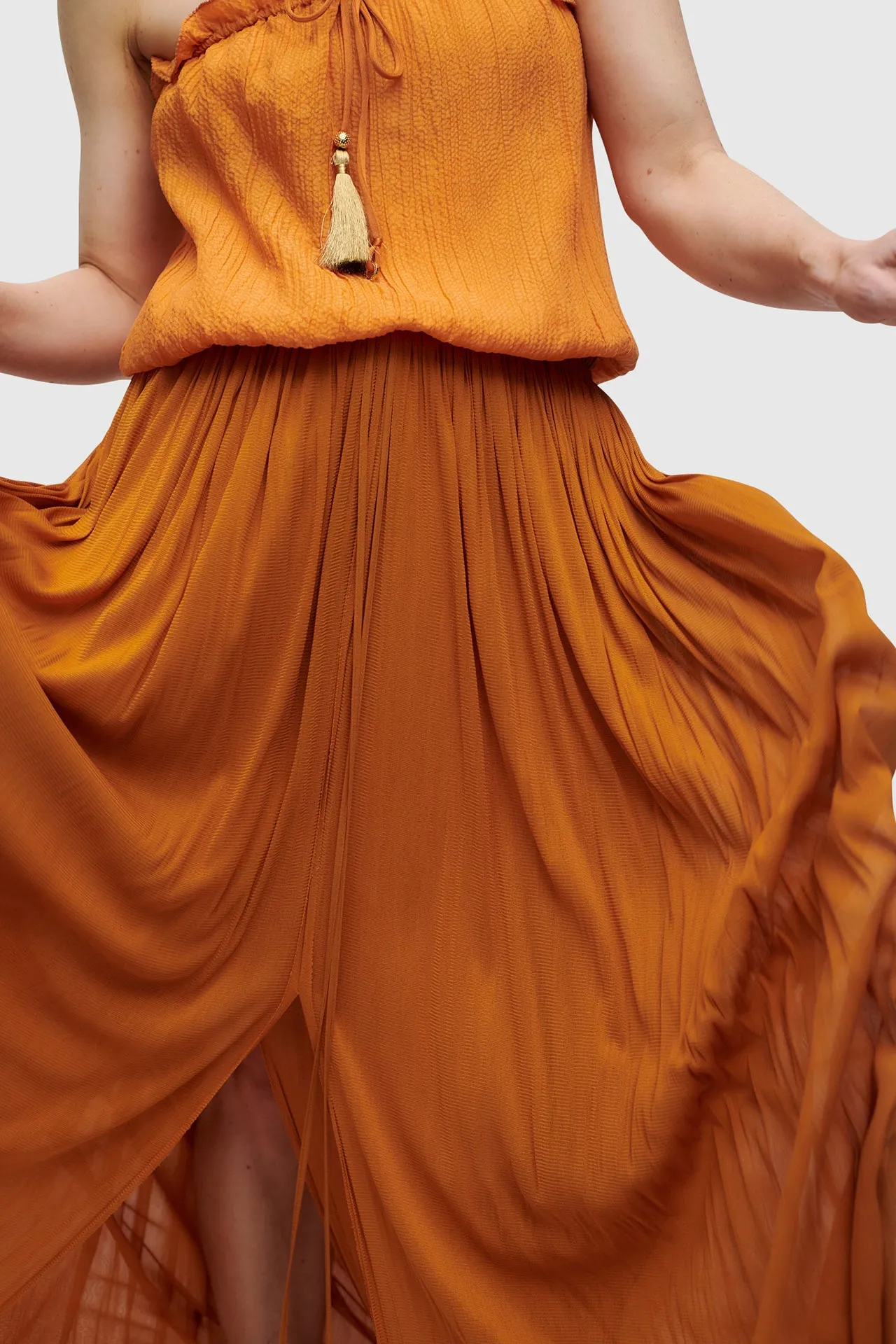 Rust Bandeau Silk Swimsuit