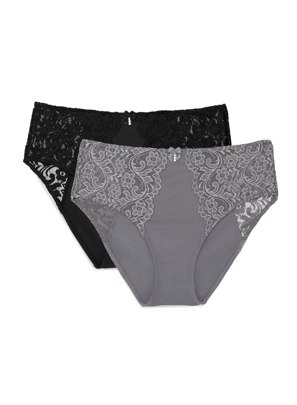 Signature Lace High Waisted Panty 2 Pack | Anthracite/Black Hue