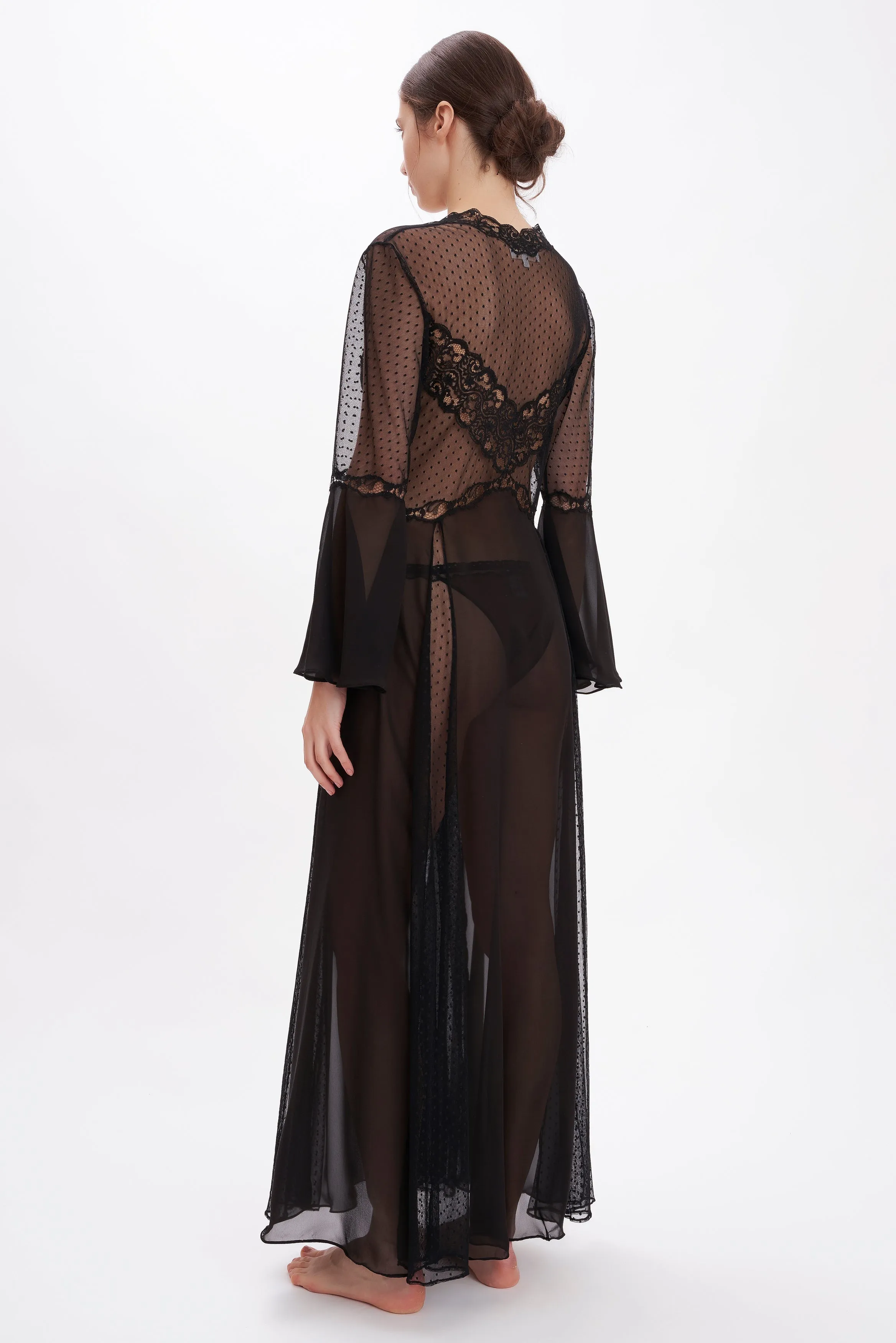 Silk Georgette & Polka Dots Tulle Robe