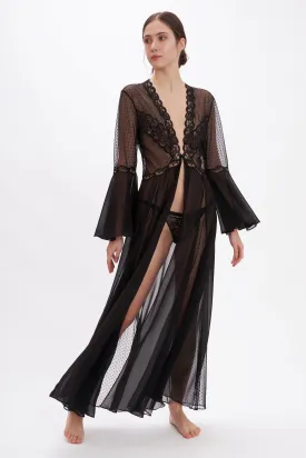 Silk Georgette & Polka Dots Tulle Robe