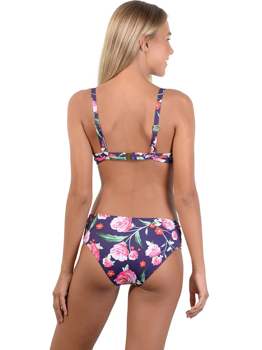 Summer Romance Indigo Ruche Side Retro Bikini Pant