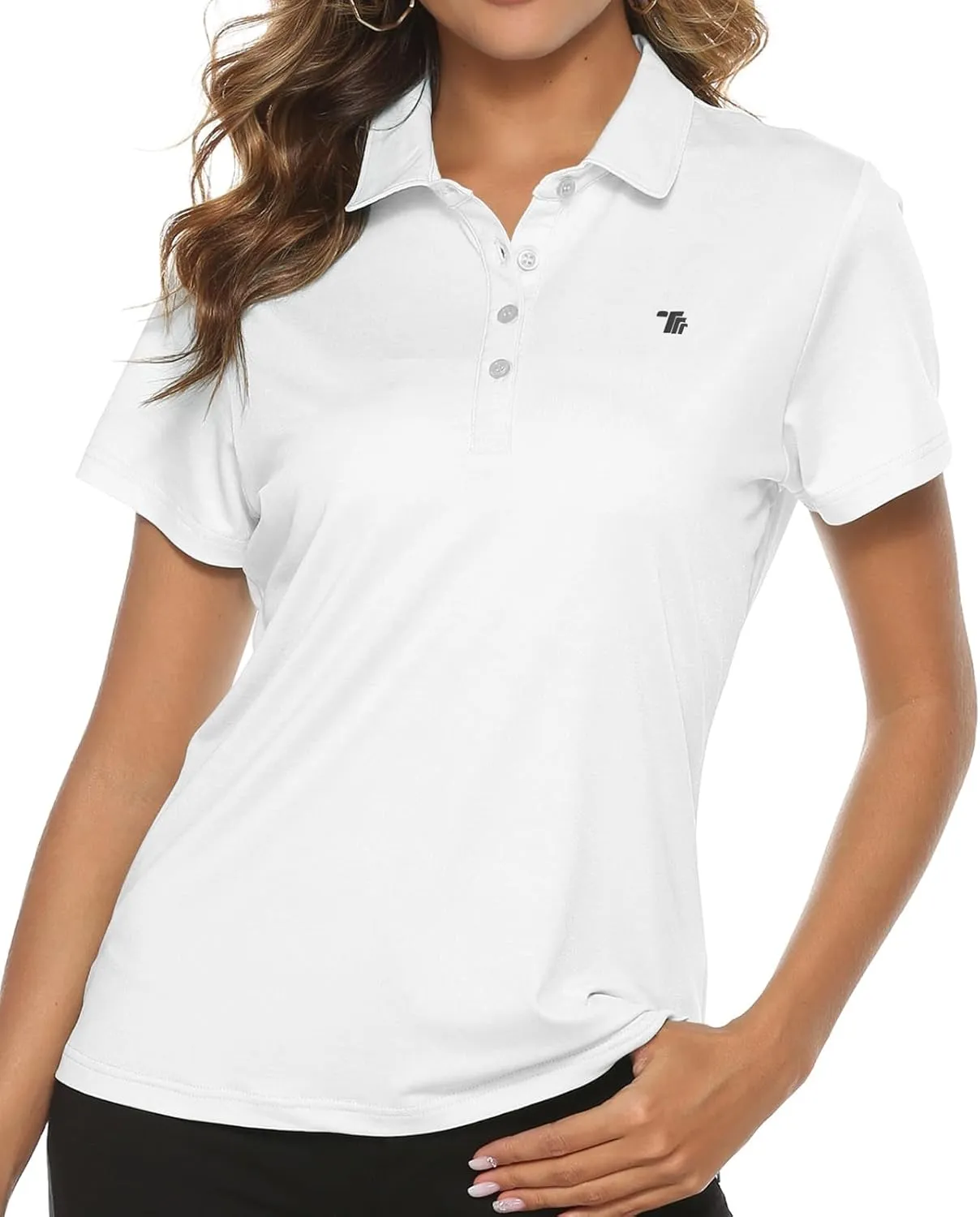 TBMPOY Women's Golf Polo Short Sleeve Shirts Lightweight Moisture Wicking Collared T Shirt Quick Dry 4-Button