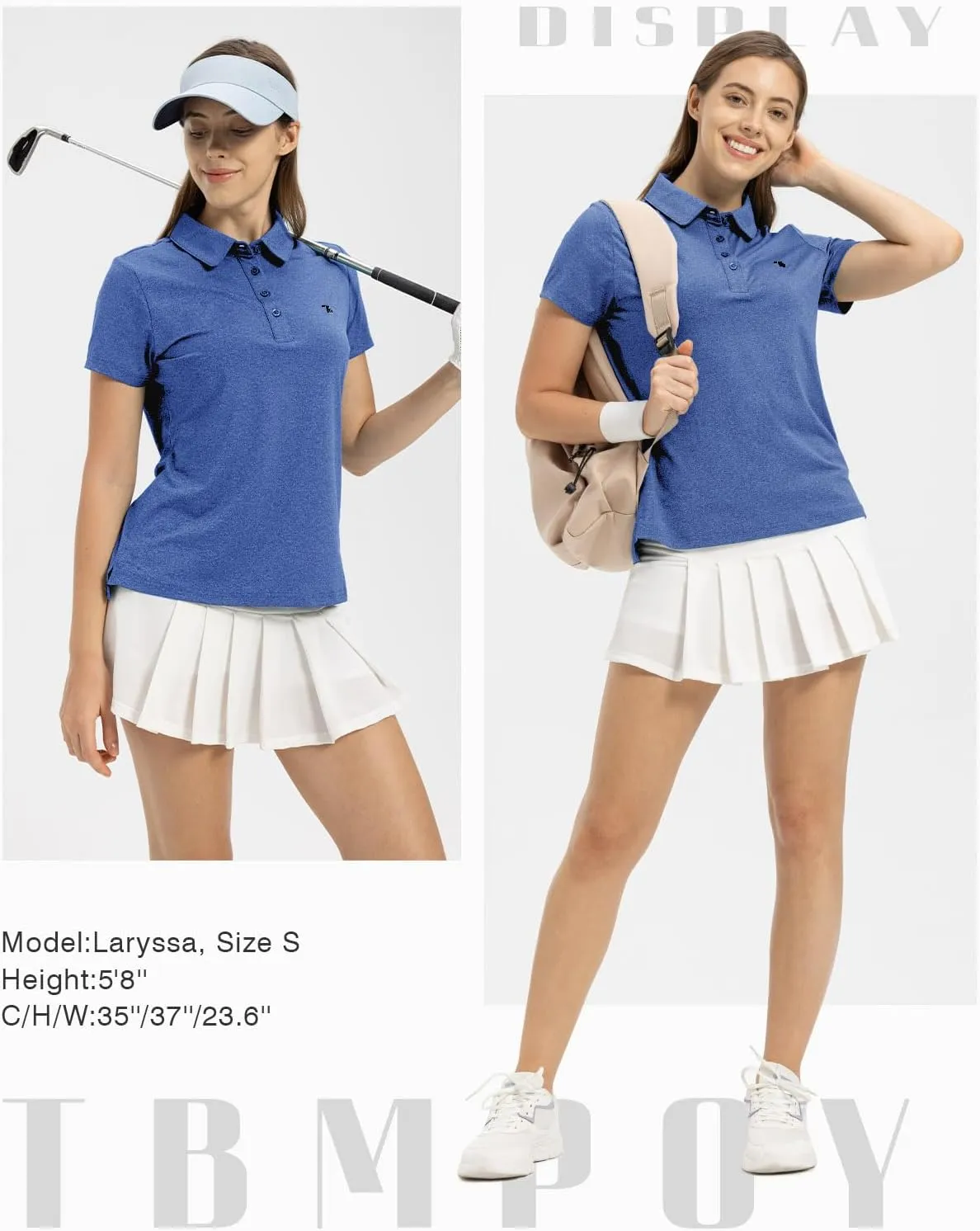 TBMPOY Women's Golf Polo Short Sleeve Shirts Lightweight Moisture Wicking Collared T Shirt Quick Dry 4-Button