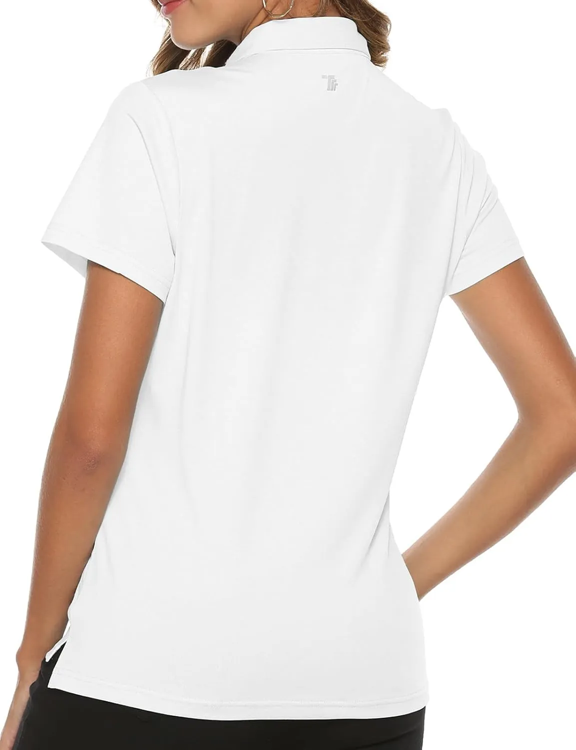 TBMPOY Women's Golf Polo Short Sleeve Shirts Lightweight Moisture Wicking Collared T Shirt Quick Dry 4-Button