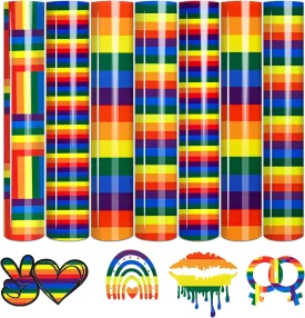 Tintnut Pride Proud Heat Transfer Vinyl - 7 Sheets 10x12 Inch LGBTQ Rainbow HTV Vinyl LGBTQ Pride Patterned HTV Iron on Vinyl for Cricut & Cameo