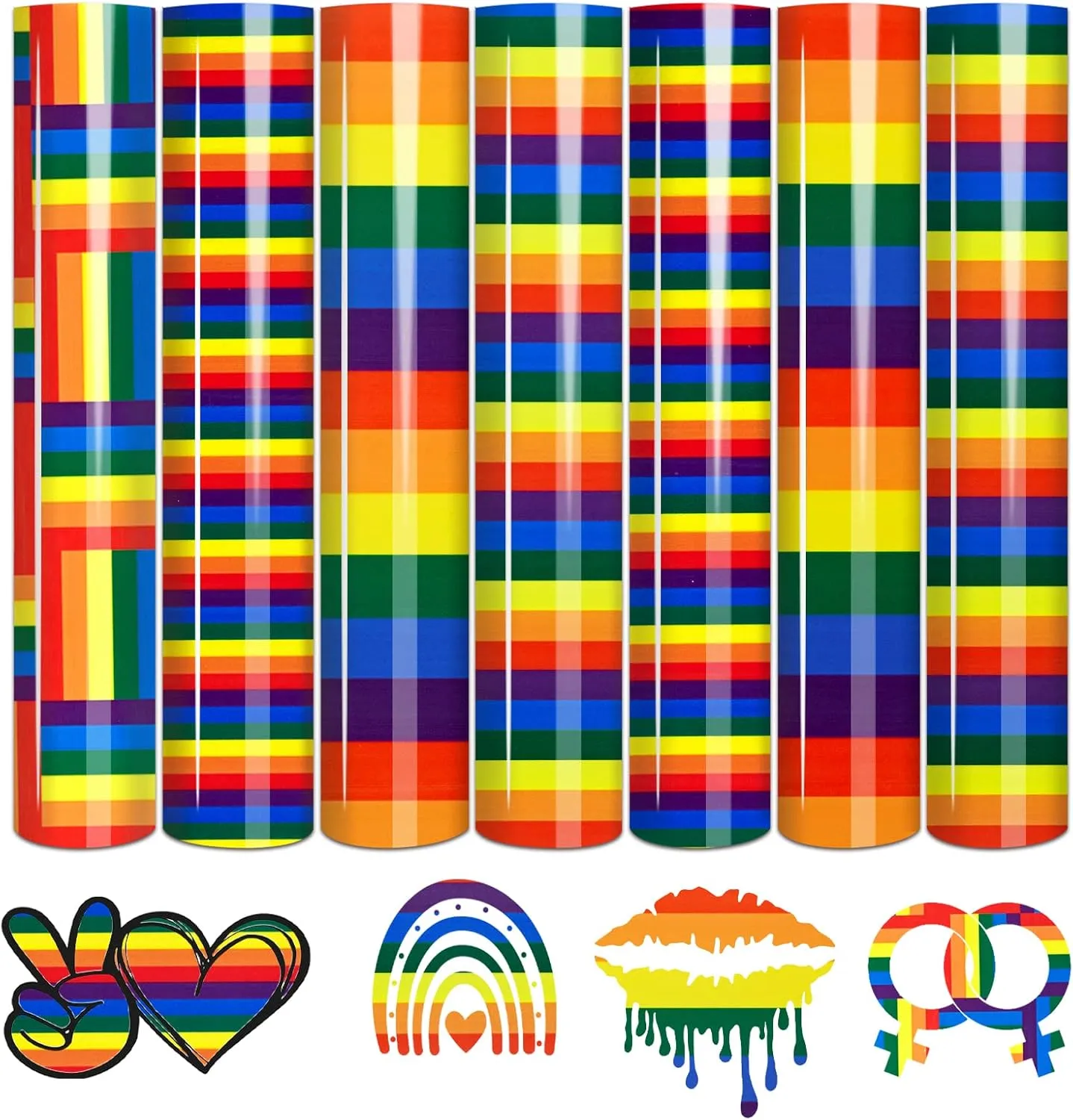 Tintnut Pride Proud Heat Transfer Vinyl - 7 Sheets 10x12 Inch LGBTQ Rainbow HTV Vinyl LGBTQ Pride Patterned HTV Iron on Vinyl for Cricut & Cameo