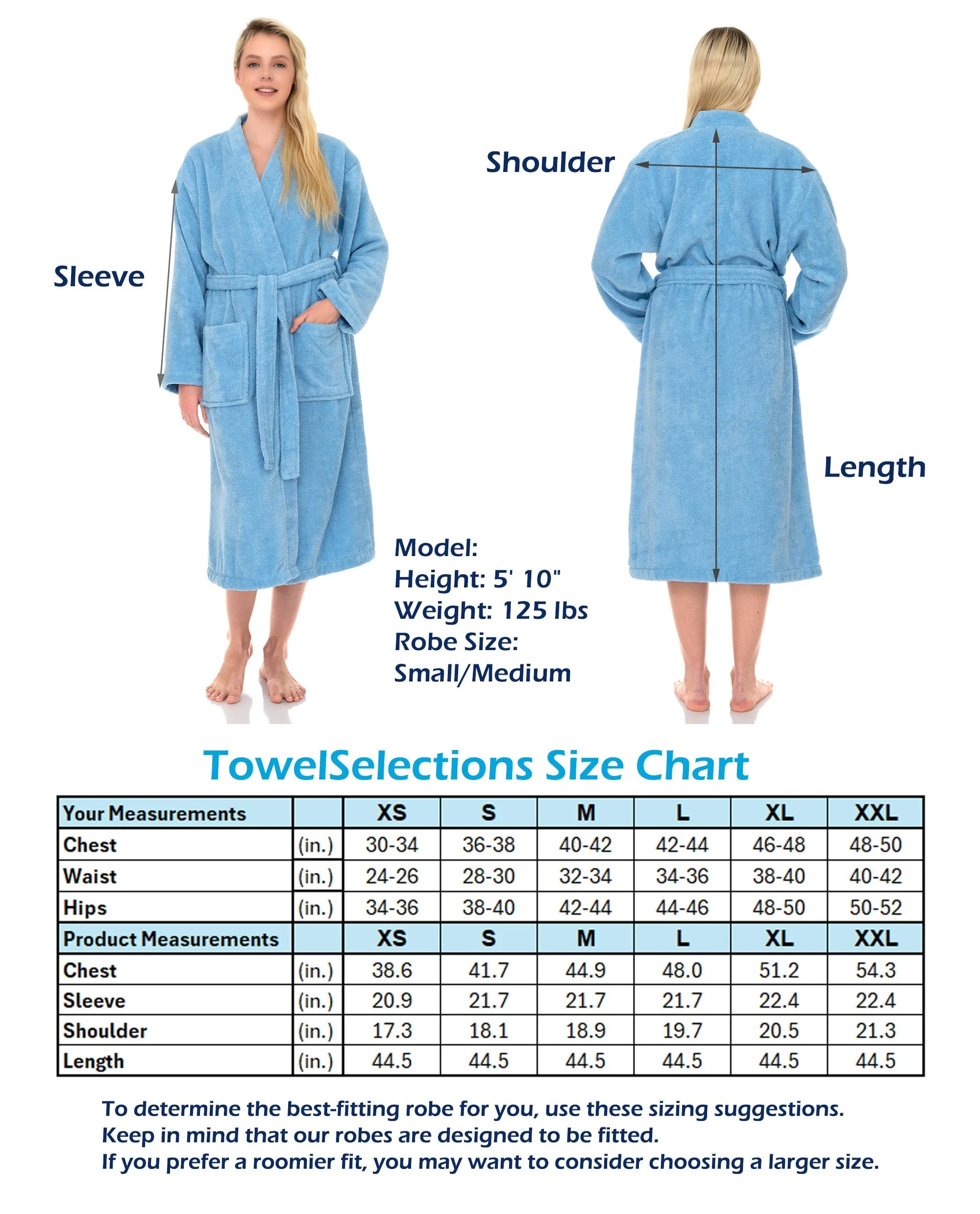 TowelSelections Women's Kimono Robe Cotton Terry Cloth Luxury Bathrobe
