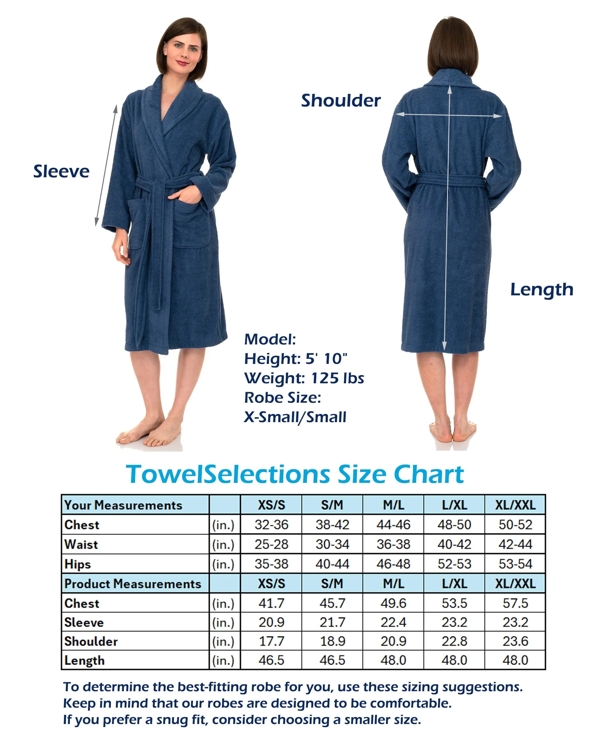 TowelSelections Womens Shawl Robe, Luxuriously Soft Bathrobe, Cotton Terry Cloth Bath Robe for Women