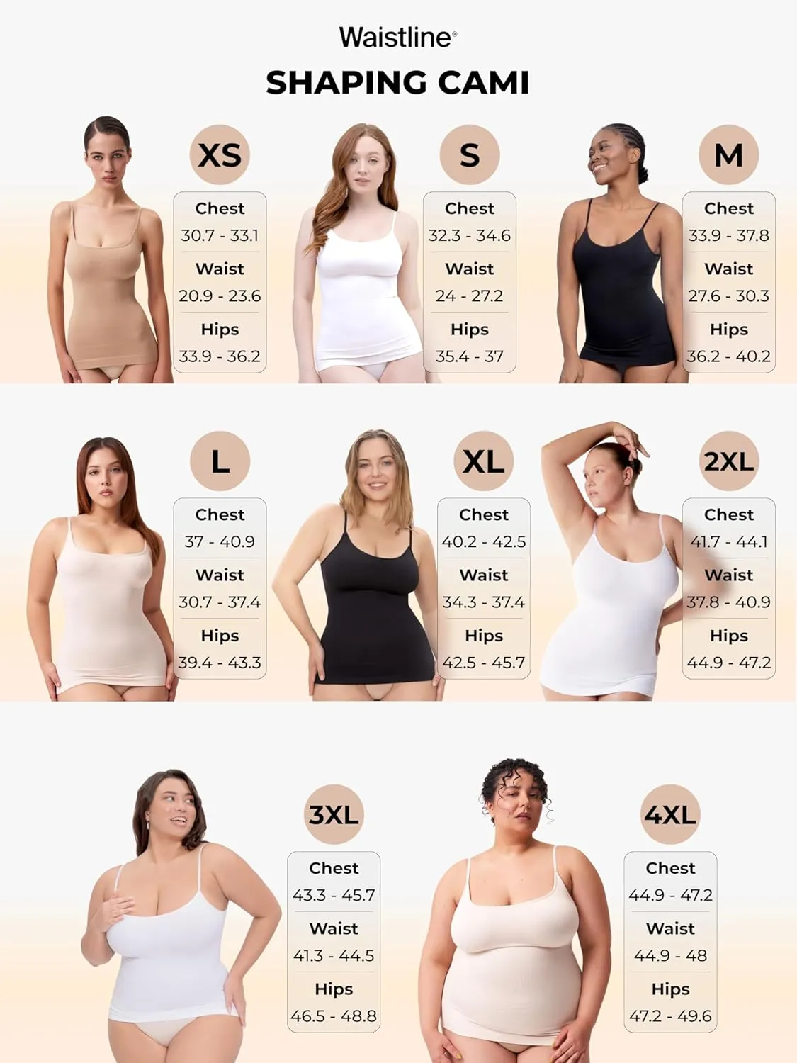 WAISTLINE Women's Compression Tank Top with Adjustable Thin Straps - Shapewear Cami for Tummy Control - Body Shaper Camisole