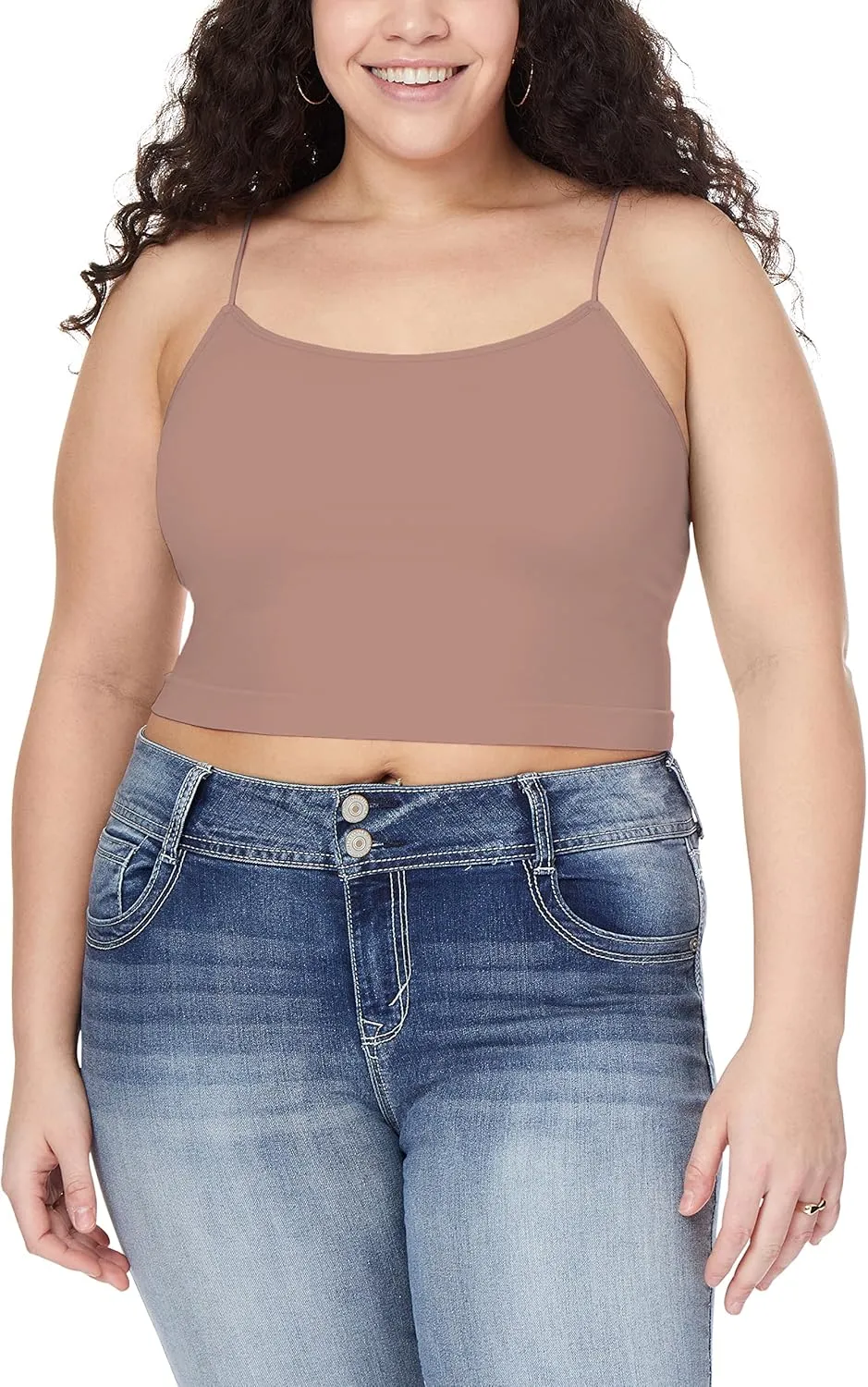 WallFlower Women's Carson Insta Smooth Seamless Shelf Bra Camisole 2-Pack (Standard and Plus)