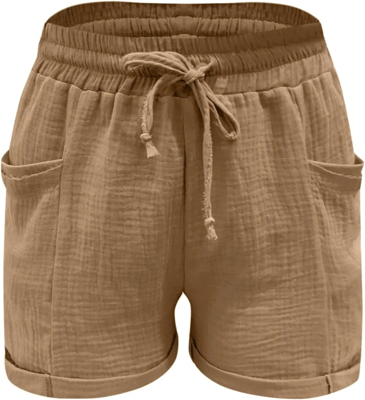 Women Comfy Drawstring Casual Shorts with Pockets Elastic Waist Trendy Summer Loose Lounge Wide Leg Beach Shorts