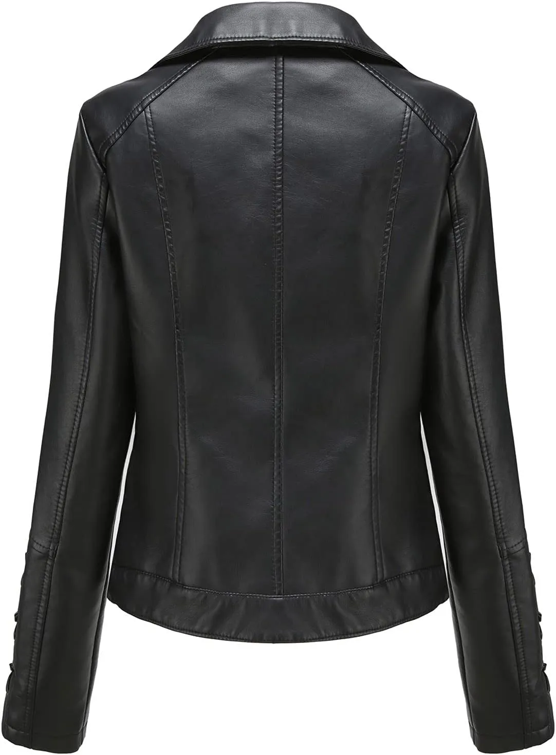 Women Waterproof PU Leather Jackets, Cropped Stand Collar Zipper Biker Jacket Fitted PU Cycling Motorcycle Jacket Coats