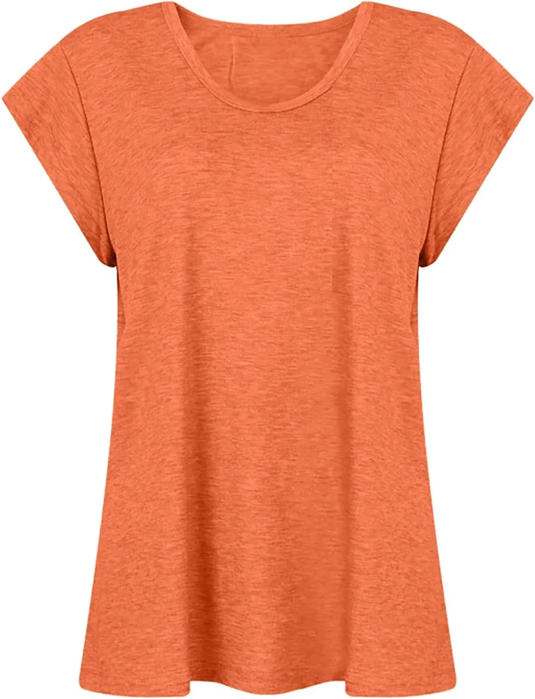 Womens Cap Sleeve Tops Loose Fit Summer Tank Top Casual V Neck T Shirts Solid Color Comfy Basic Tee Resort Wear