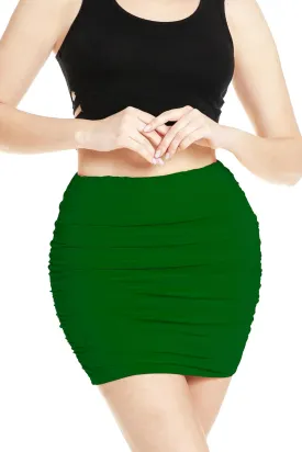 Women's Premium High Waist Ruched Bodycon Double Layer Casual and Office Mini Short Skirt