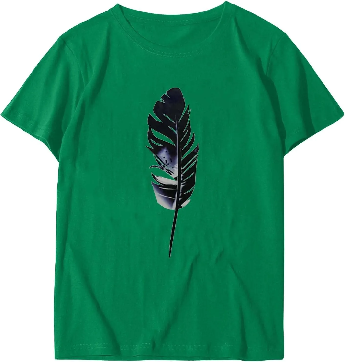 Women's Short Sleeve Summer Tops Round Neck Graphic T Shirts Casual Workout Tshirt Basic Tee Loose Fit Pullover